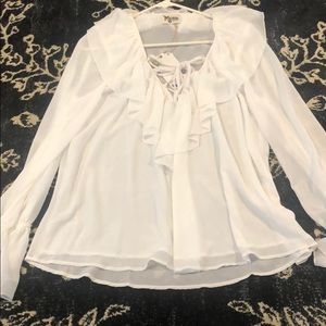 White flows top with bell sleeves